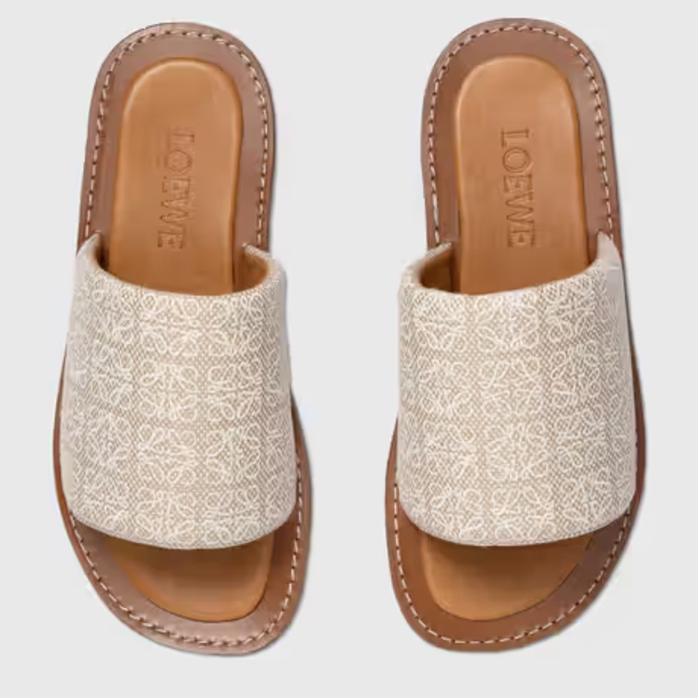 New Loewe Anagram Beige Slide Sandals